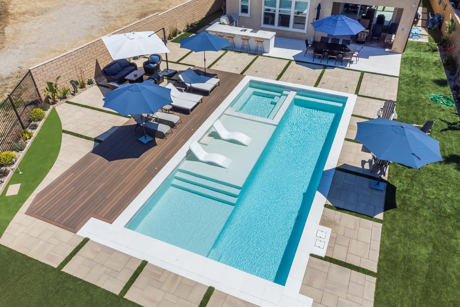 Custom pool and spa project with mountain backdrop in Sterling Ranch by Pool Masters LA — photo 5