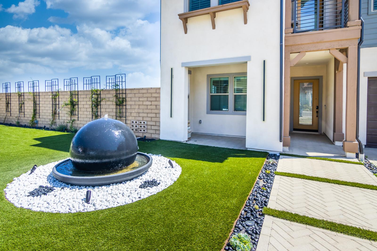 Modern pool with fire feature and landscape design in Sterling Ranch by Pool Masters LA — photo 3